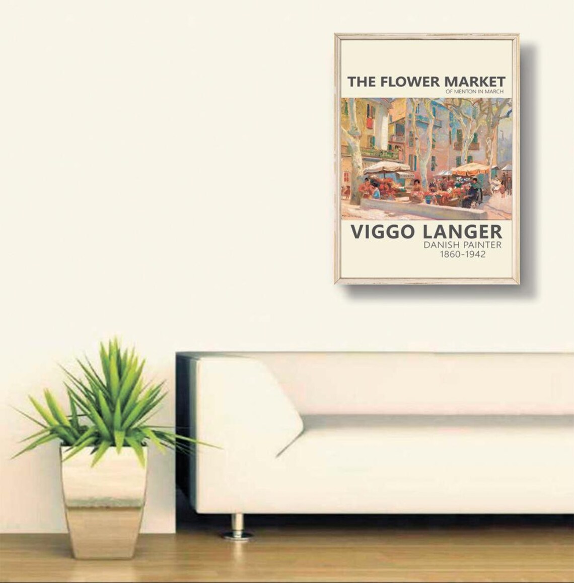 Viggo Langer The Flower Market of Menton in March Landscape Poster - Image 2