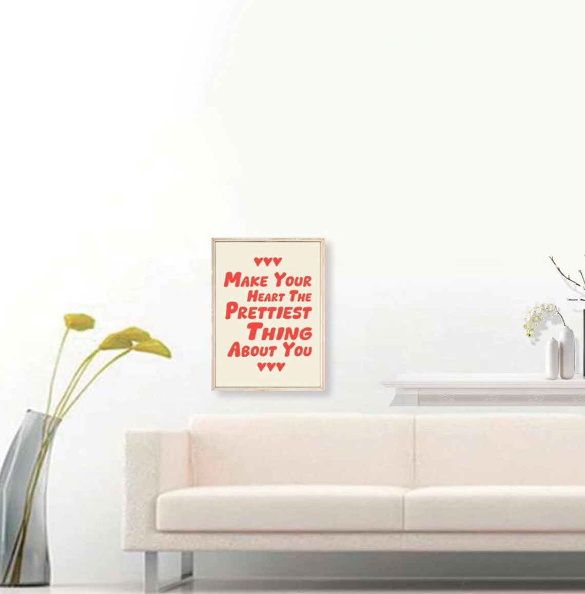 Make Your Heart The Prettiest Thing About You Quote Poster Red Heart Typography - Image 3