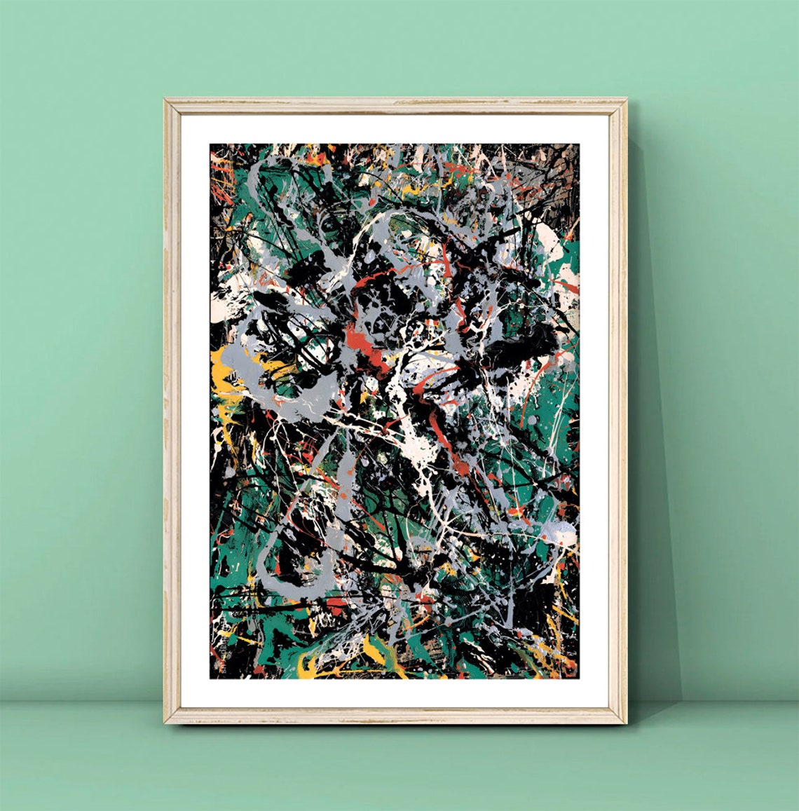 Jackson Pollock Green Black Drip Painting Abstract Art Poster