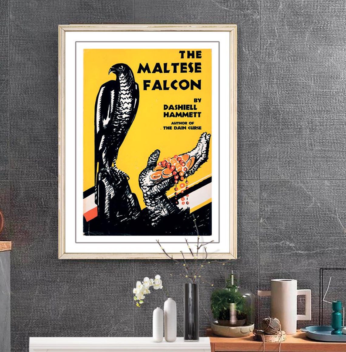 The Maltese Falcon Dashiell Hammett Book Cover Noir Art Poster - Image 3