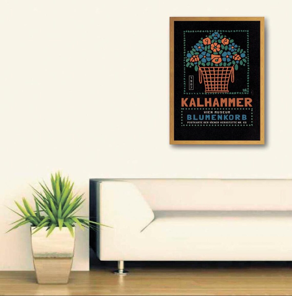 Gustav Kalhammer 1907 Blumenkorb Flower Basket Vienna Art Poster - Image 3