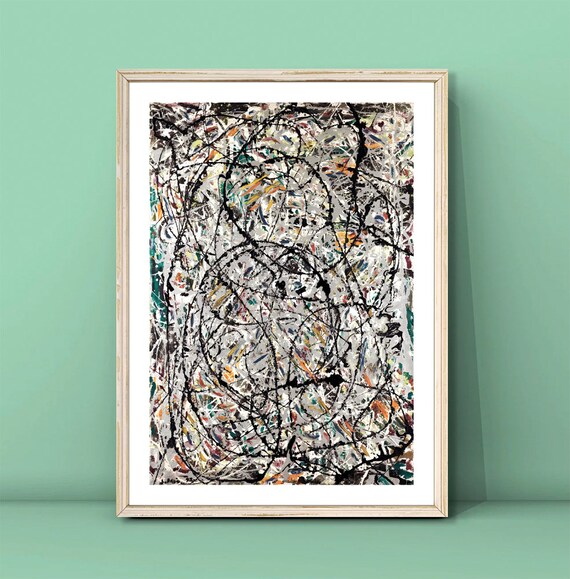 Jackson Pollock Monochrome Drip Abstract Art Poster Vintage Wall Decor