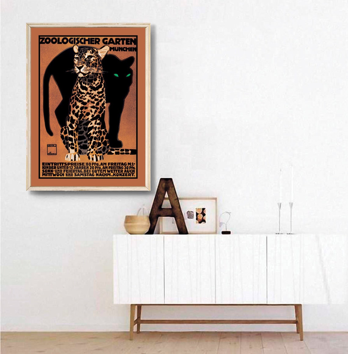 Zoologischer Garten München 1912 Hohlwein Leopard Vintage Poster - Image 3