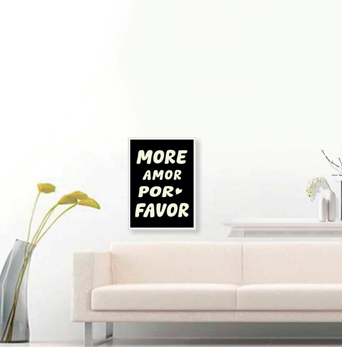 More Amor Por Favor Print Maximalist Poster More Amor Por Favor Wall Art Eclectic Wall Art Love Quote Black And White Print - Image 3
