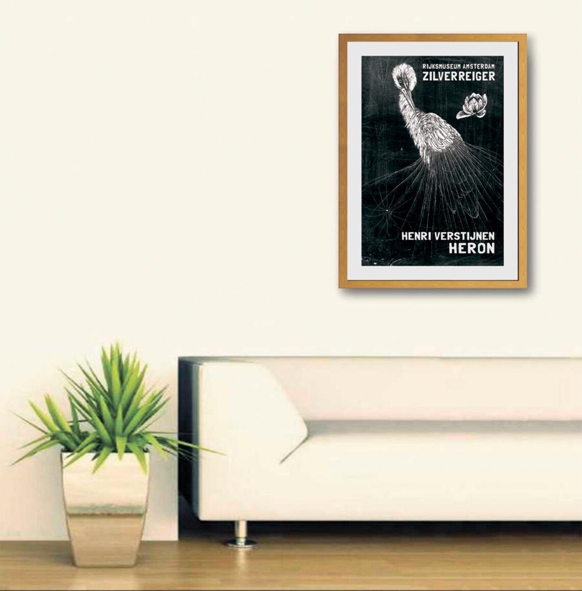 Henri Verstijnen Zilverreiger Heron Rijksmuseum Woodcut Poster - Image 3