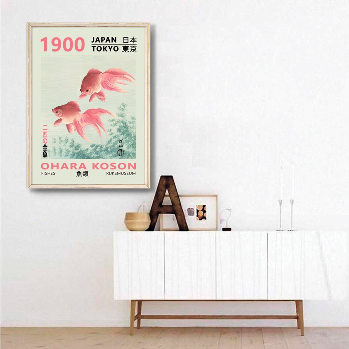 Ohara Koson Twee Sluierstaart Goudvissen Print Asian Art Koson Fisher Poster Japanese Prints Pink Fish Poster Pink Print Download - Image 3