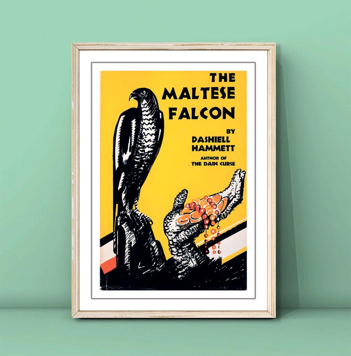 The Maltese Falcon Dashiell Hammett Book Cover Noir Art Poster