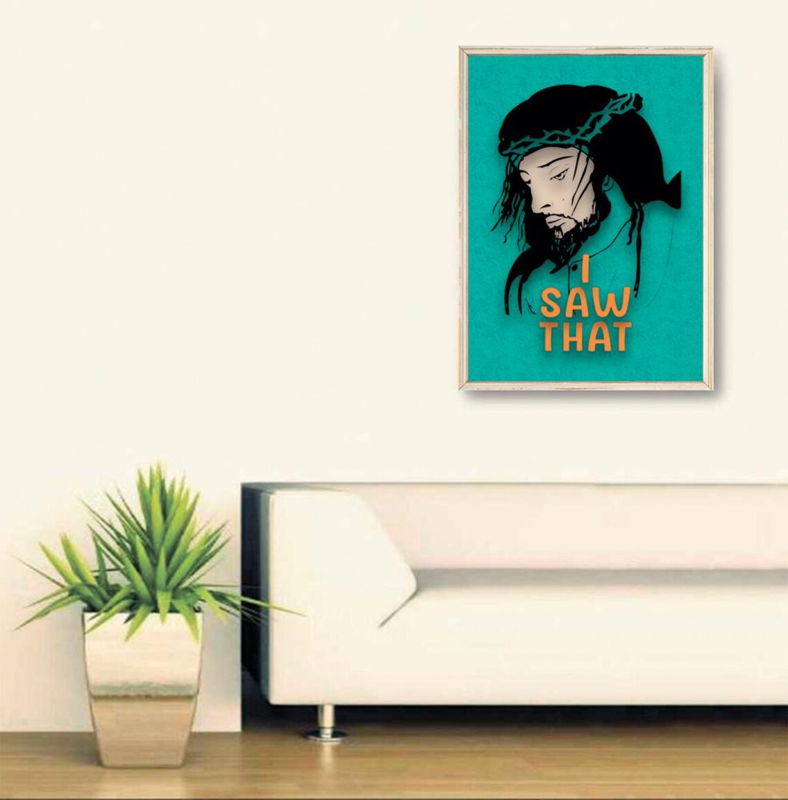 Jesus Christ Crown of Thorns I Saw That Funny Eclectic Art Poster - Image 2