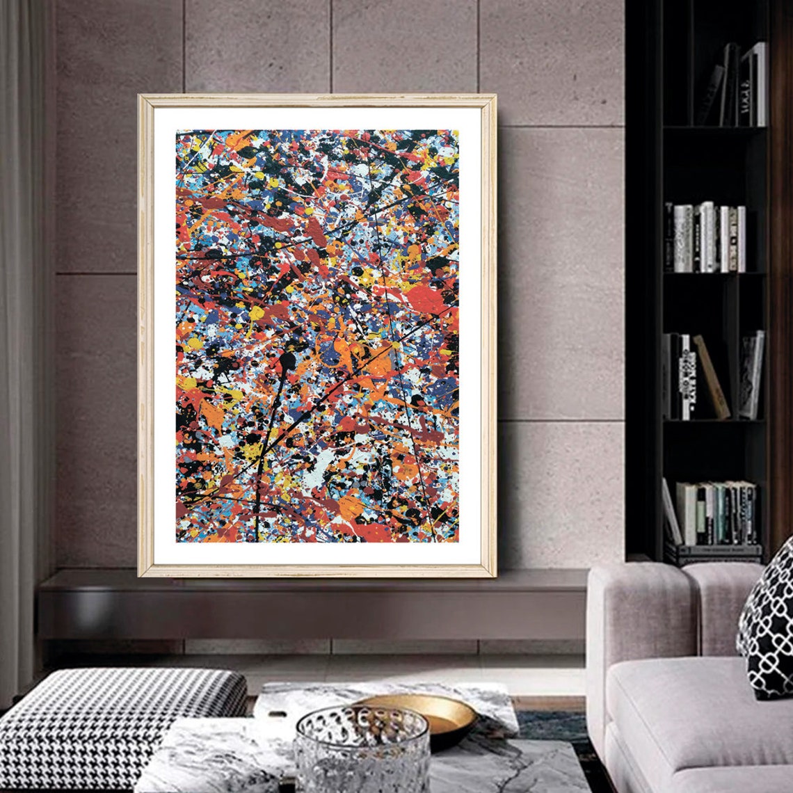 Jackson Pollock Blue Orange Drip Painting Abstract Art Poster - Image 2