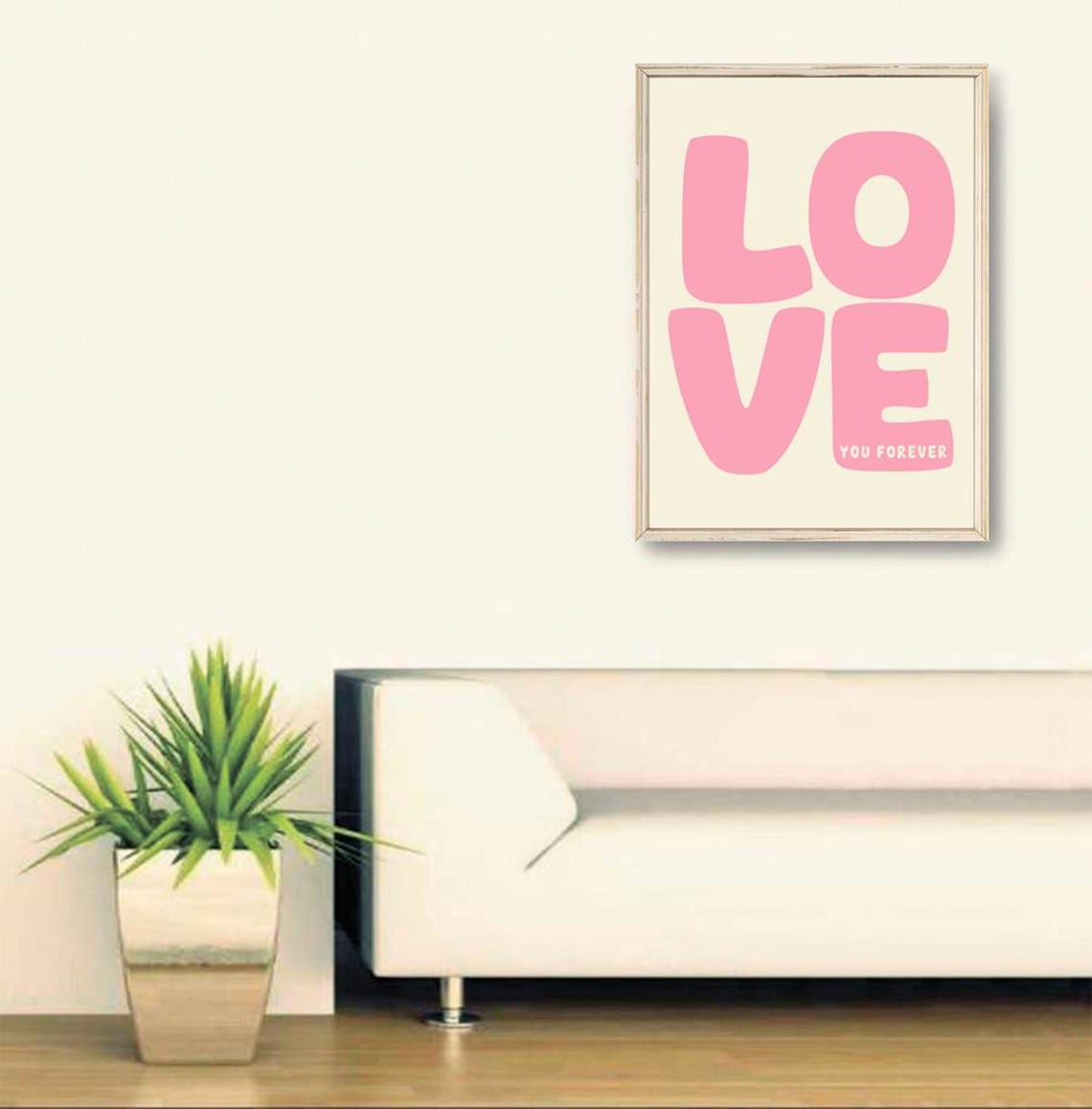 Pink Love You Forever Retro Typography Romantic Heart Poster - Image 2