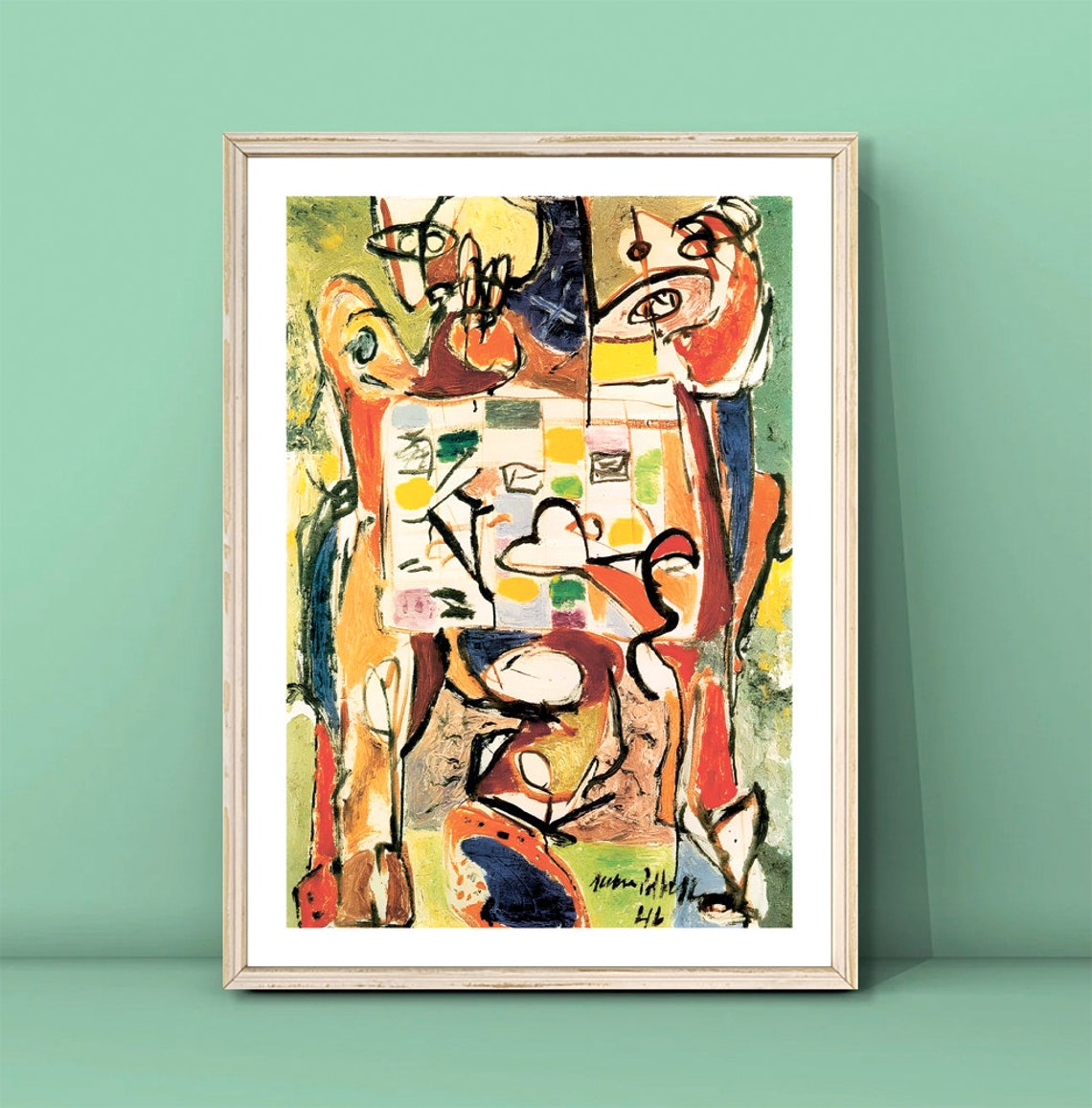 Jackson Pollock Colorful Abstract Figures Expressionist Art Poster