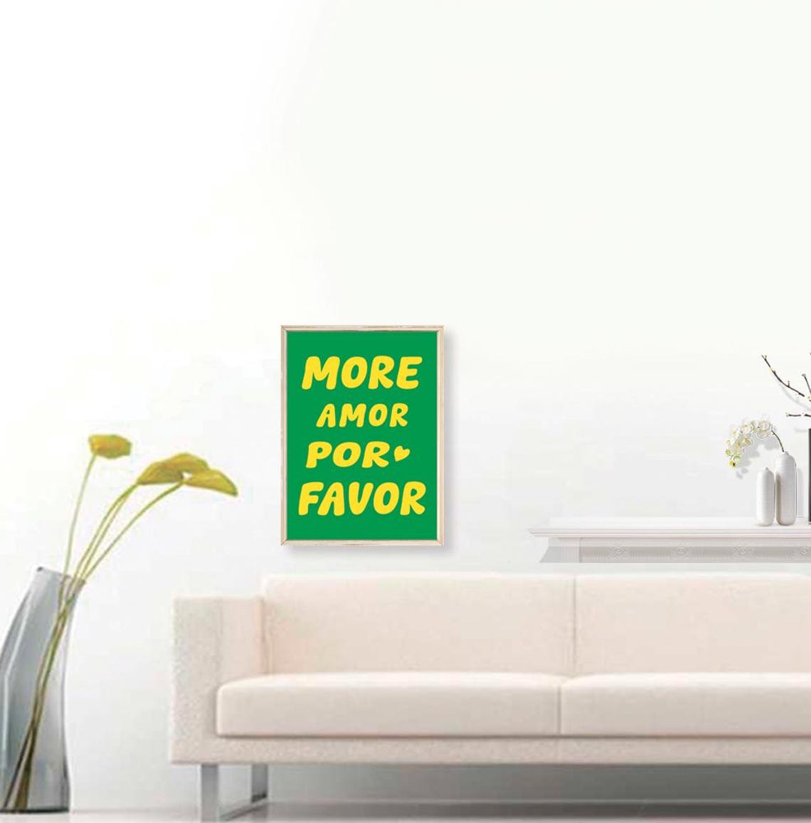 More Amor Por Favor Print Maximalist Poster More Amor Por Favor Wall Art Eclectic Wall Art Love Quote Green Yellow Print - Image 3