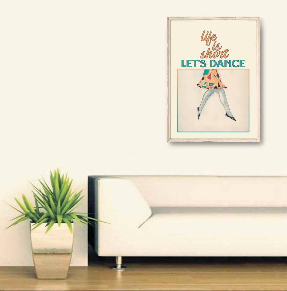 Life Is Short Let's Dance Retro Dancer Legs Quote Typography Poster - Image 2