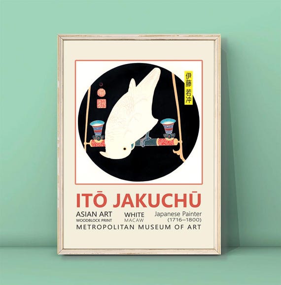 It Jakuch White Macaw Print Japanese Art Print Week Exhibition Poster Captivating Bird Exhibition Poster Macaw Poster