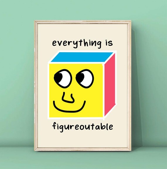 Everything Is Figureoutable Print Positive Affirmations Poster Kids Motivational Decor Cute Office Wall Art