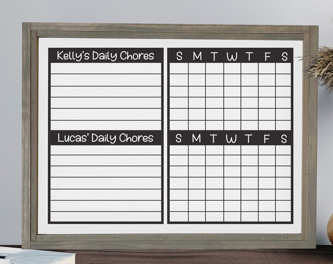 Siblings Weekly Chore Chart, Home Planner