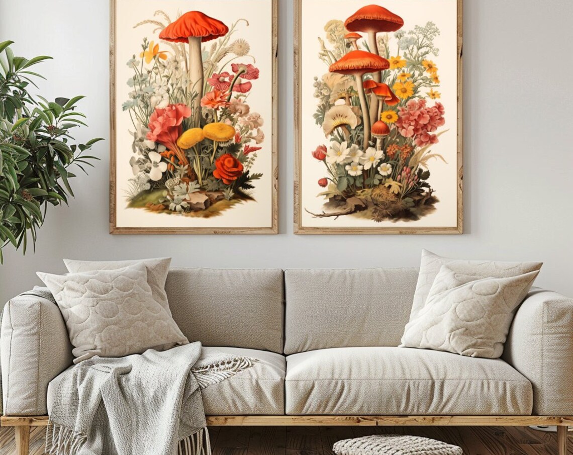 Vintage Mushroom Print Set, Retro Botanical Art Print - Image 5