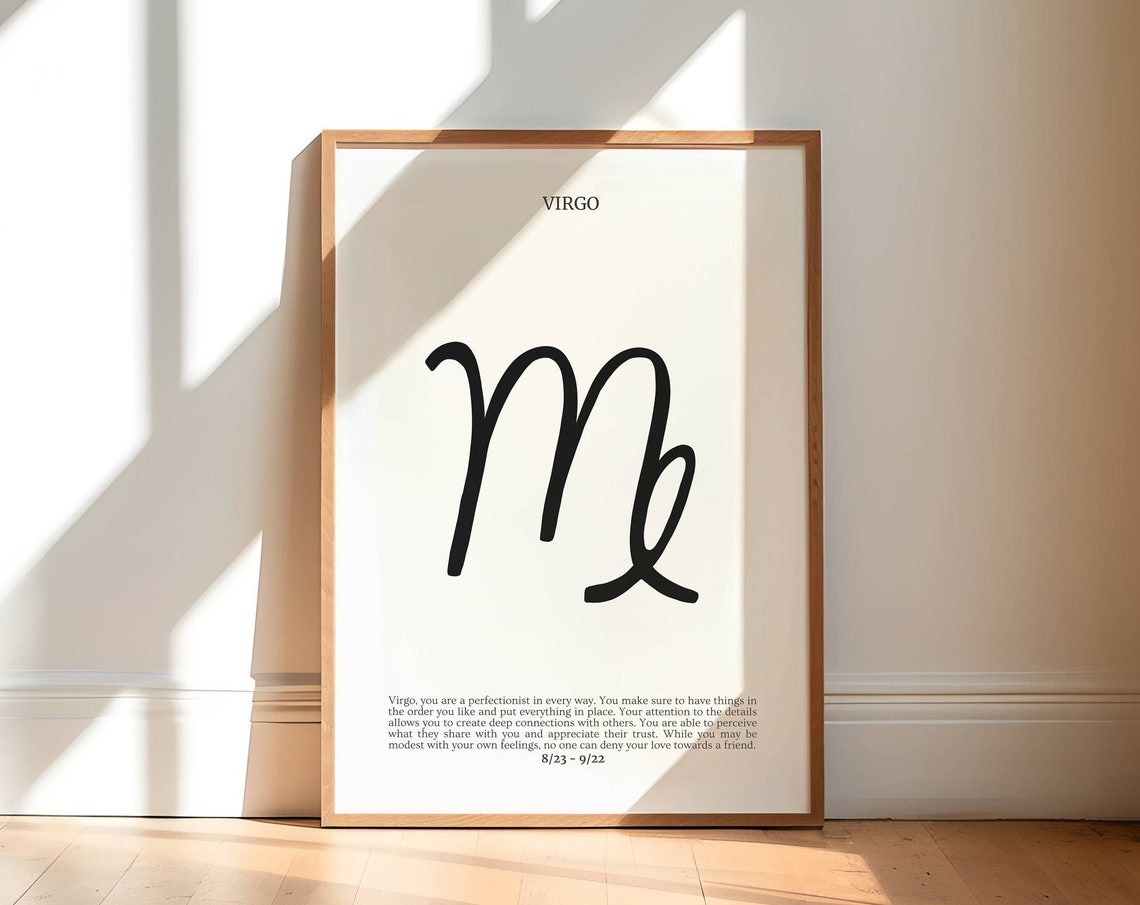Virgo Zodiac Sign Symbol Minimal Black And White Astrology Poster