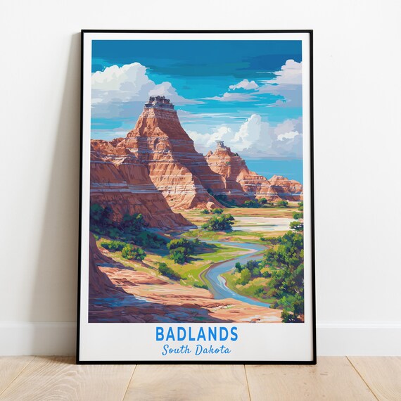 Badlands South Dakota Striped Buttes Prairie Creek Scenic Art Poster