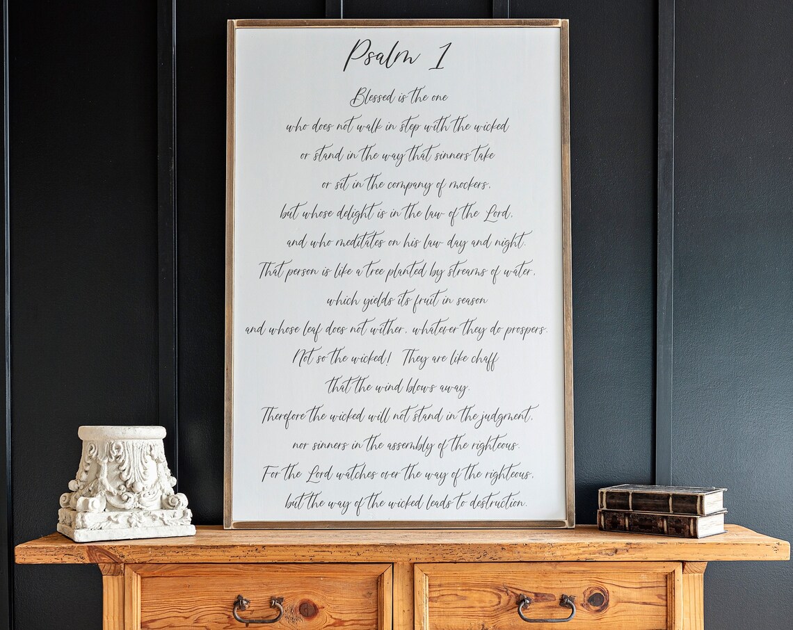 Psalm 1 Scripture Sign, Christian Home Decor Art Print