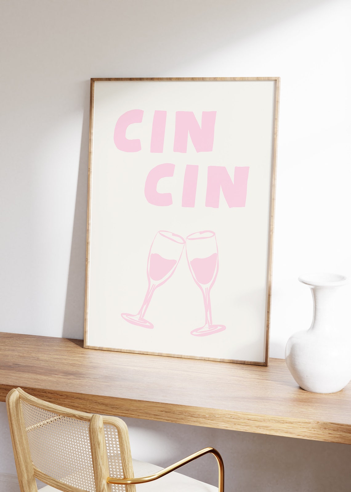Cin Cin Pink Champagne Toast Italian Kitchen Decor Wall Poster - Image 3