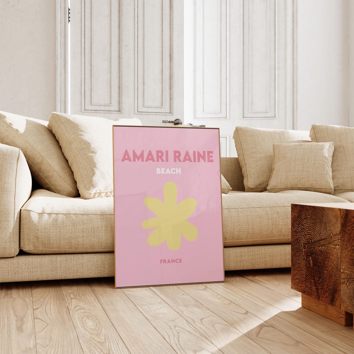 Custom Text Beach Coral Poster Personalized Pink Coastal Colorways - Image 2