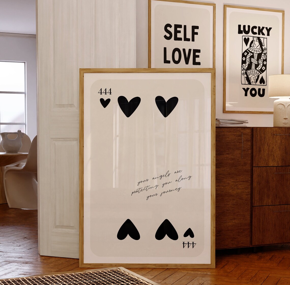Angel Number 444 Playing Card Poster, Wall Art Print