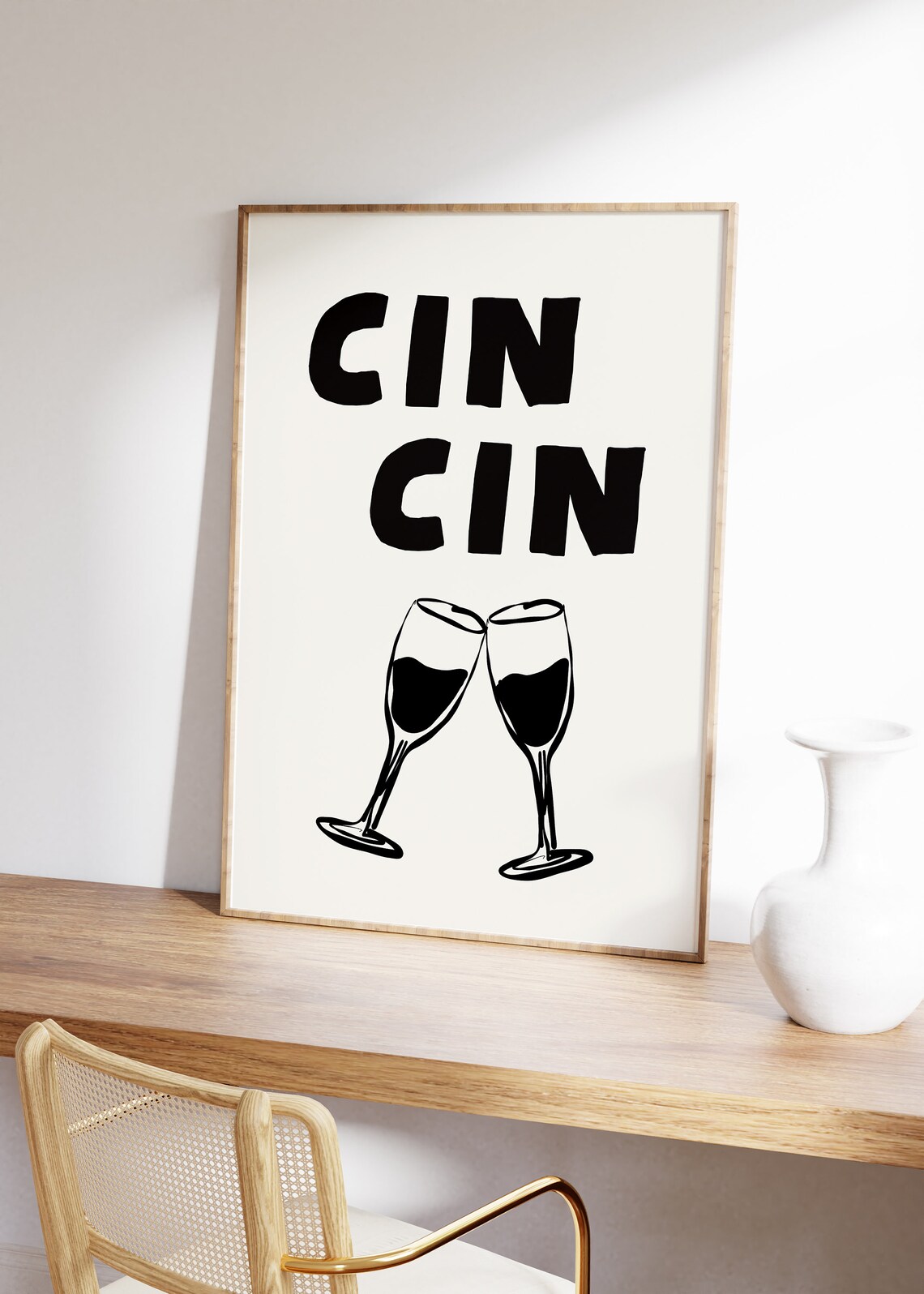 Cin Cin Cheers Poster, Minimalistic Kitchen Decor - Image 3