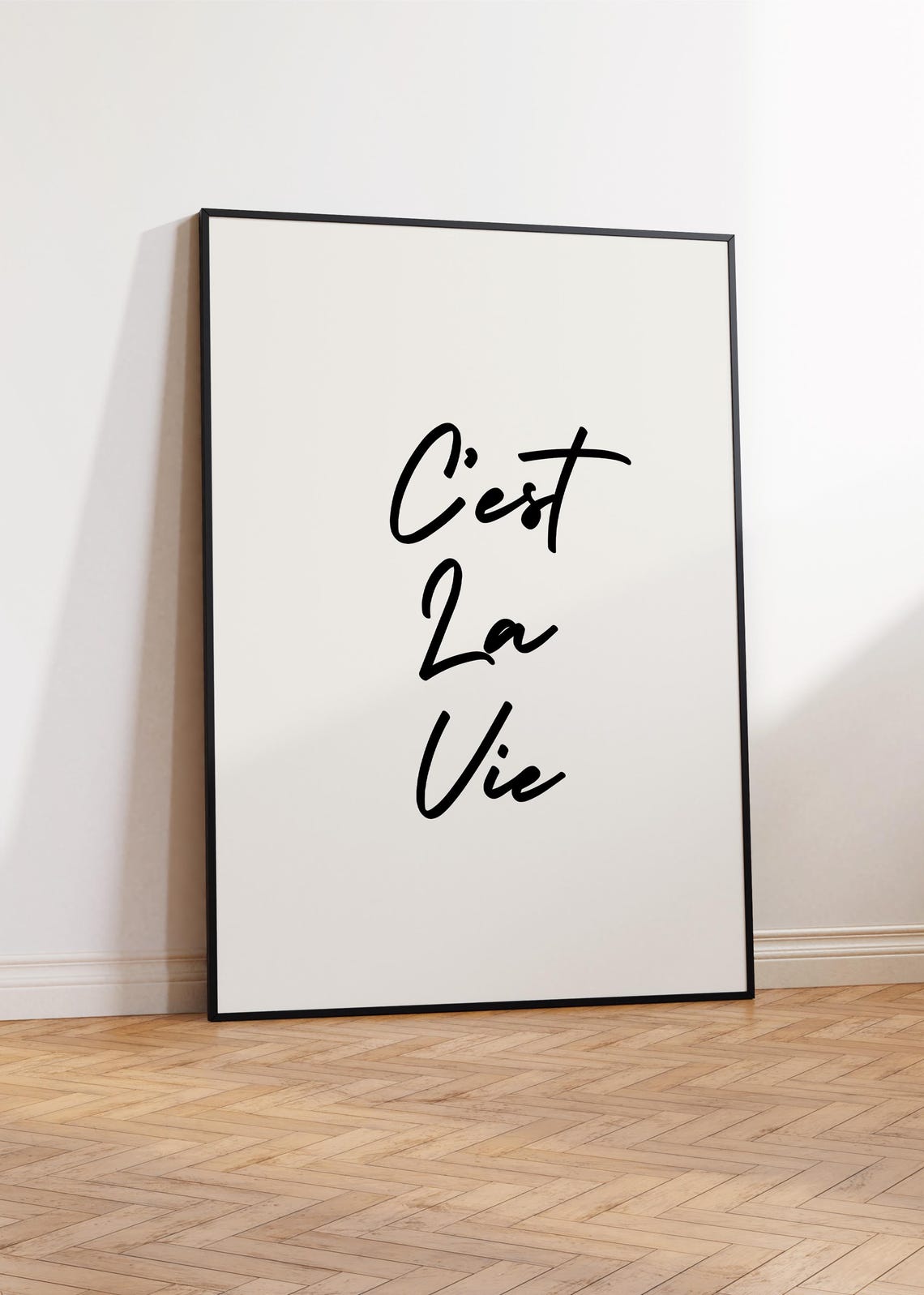 C'est La Vie French Phrase Loose Black Script Minimalist Poster - Image 2