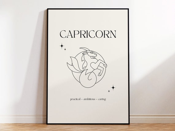 Capricorn Print Instant Poster Minimalist Capricorn Poster Capricorn Zodiac Wall Art Zodiac Poster Star Sign Print