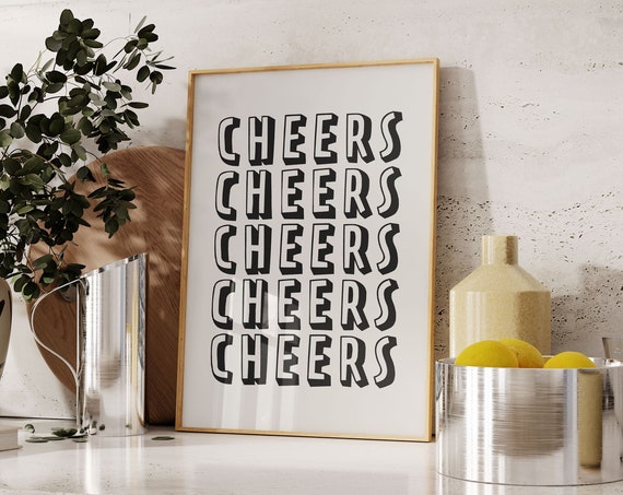 Cheers Print Bar Cart Decor Printable Wall Art Vintage Bar Cart Print Trendy Wall Decor Poster Home Bar Decor