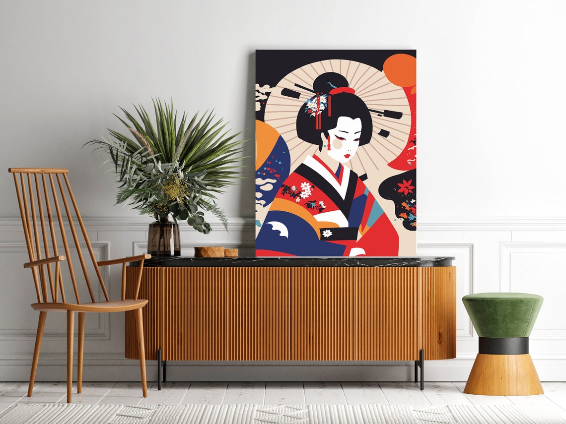 Geisha Print Geisha Print Geisha Wall Art Geisha Art Print Japanese Geisha Print Japanese Wall Art Japanese Woman Print - Image 2