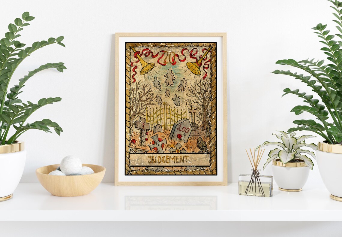 Judgement Tarot Card Wall Art Tarot Card Art Prints Occult Wall Art Dark Spiritual Art Decor Divination Art Print Graveyard Art Print - Image 2