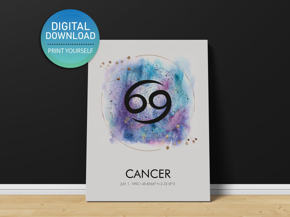 Cancer Zodiac Print Zodiac Art Cancer Poster Cancer Zodiac Gifts Cancer Zodiac Print Cancer Zodiac Wall Art