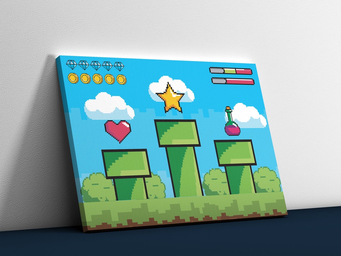 Retro NES Style Video Game Controller Art on Deep Teal Poster - Image 2