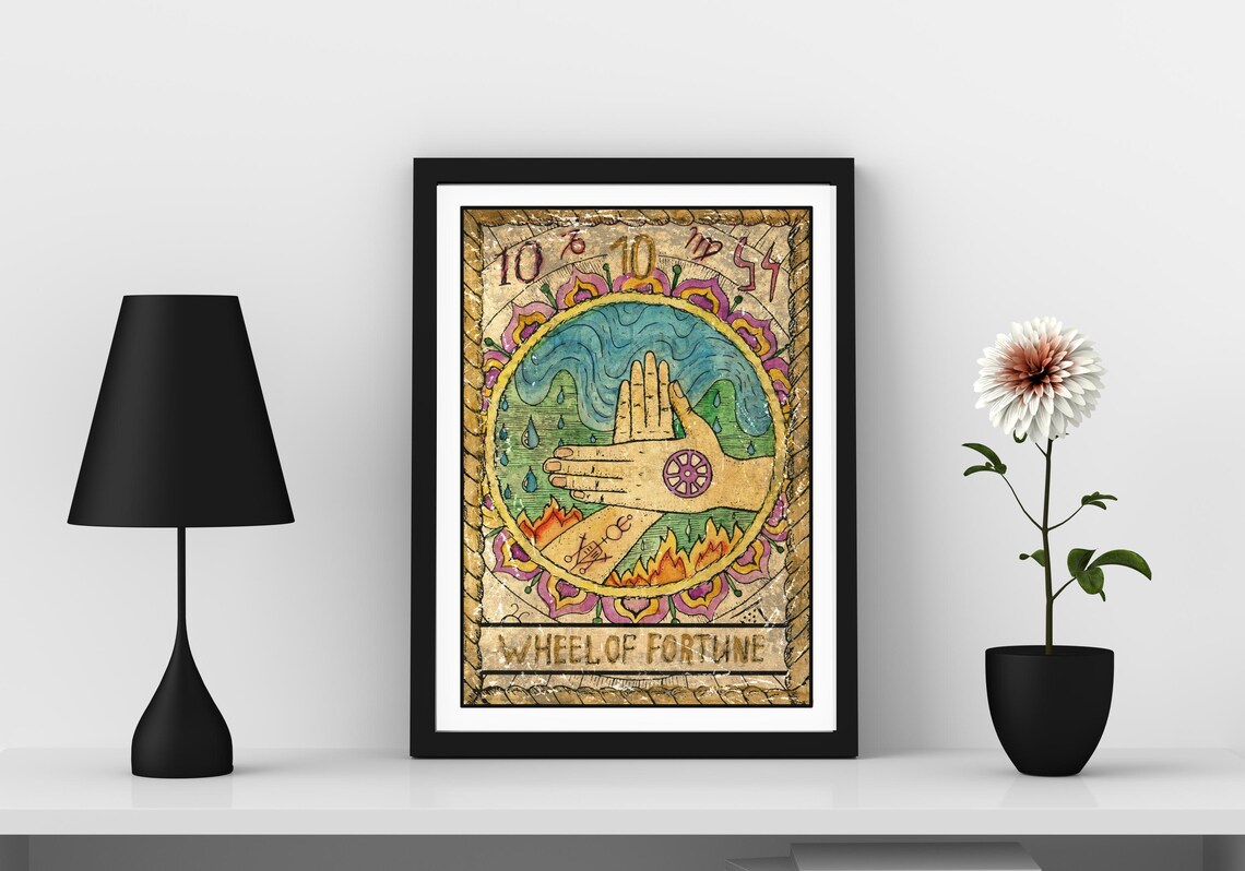 Wheel Of Fortune Tarot Card Wall Art Tarot Card Art Prints Witchy Wall Art Prints Spiritual Wall Art Good Luck Art Print Boho Wall Art