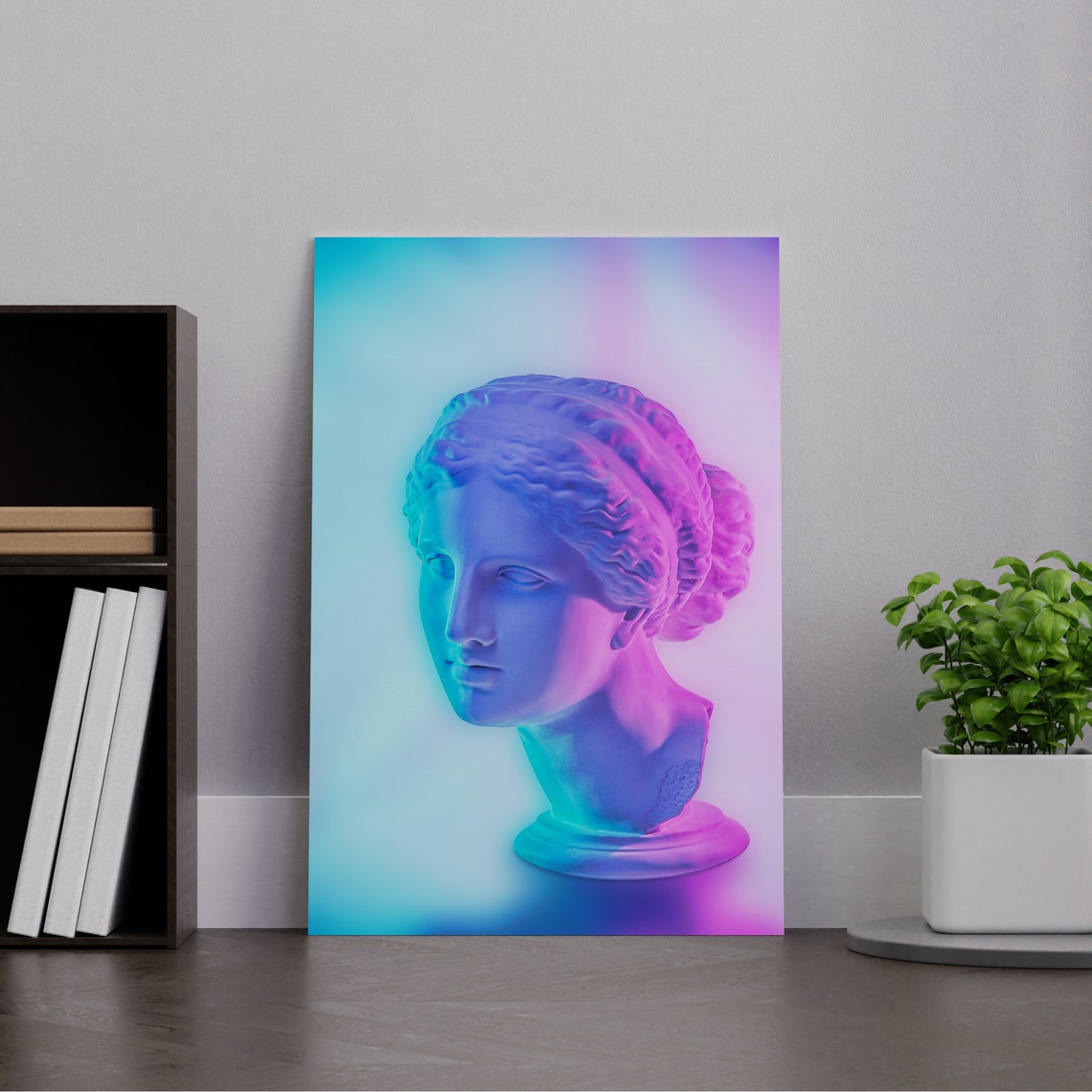 Neon Vaporwave Venus de Milo Statue Bust Pink Purple Glow Art Poster - Image 2