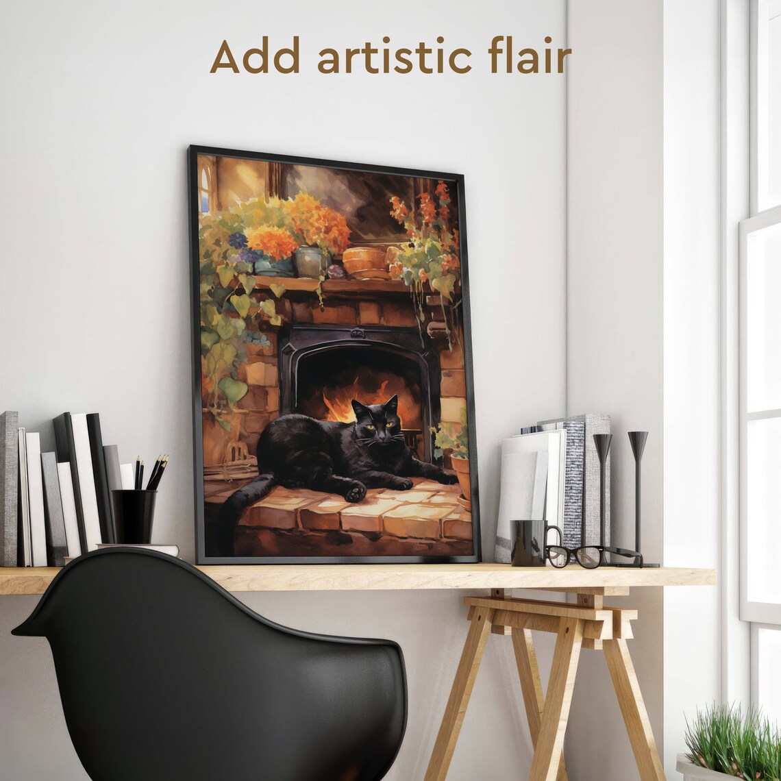 Black Cat Watercolor Art Print, Funny Kitten - Image 2
