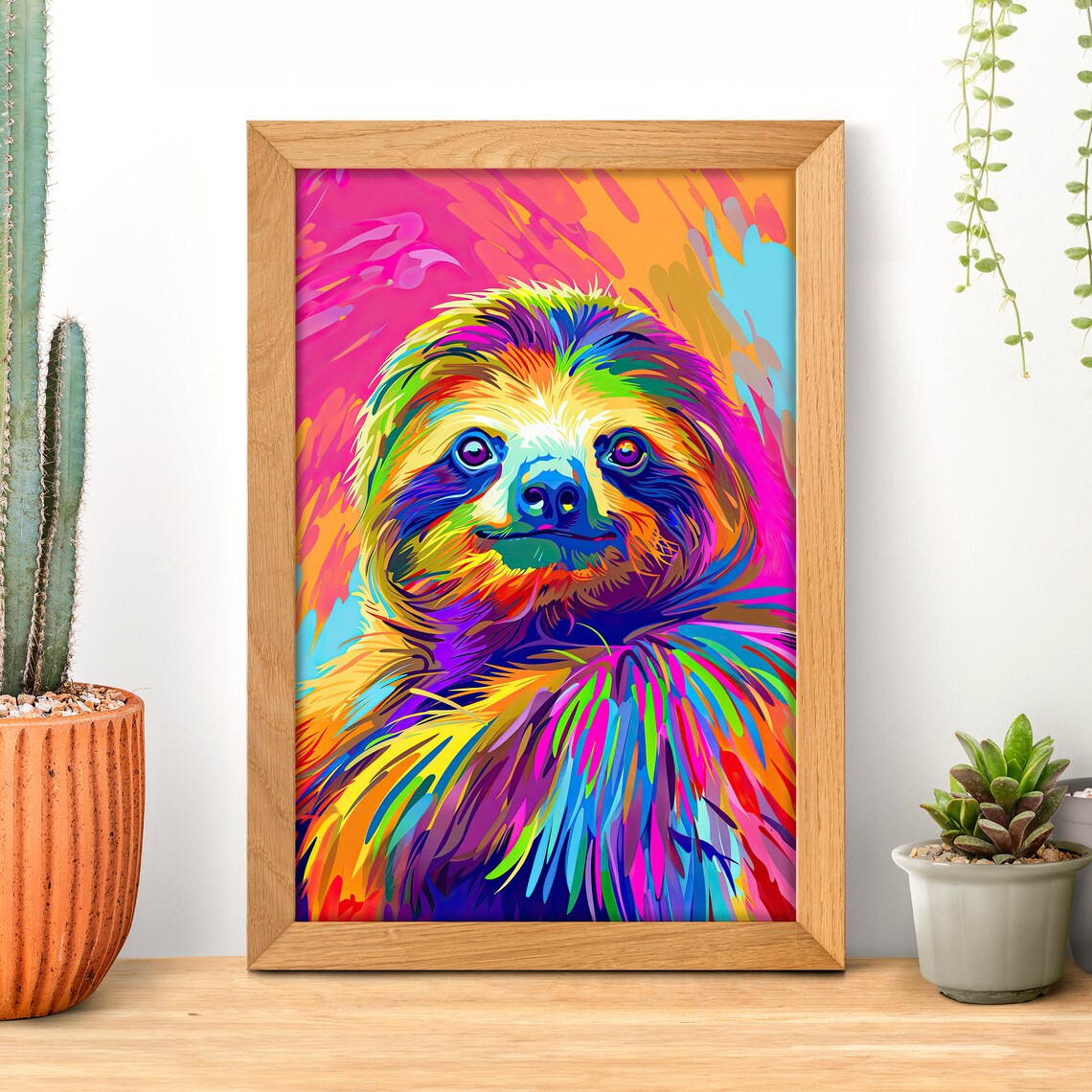 Pop Art Sloth Portrait, Abstract Animal Art Print