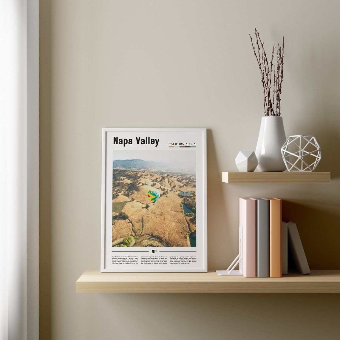 Napa Valley Print Napa Valley Poster Napa Valley Wall Art Minimal Travel Print Minimal City Poster Travel Destination Oil Painting Poster - Image 2