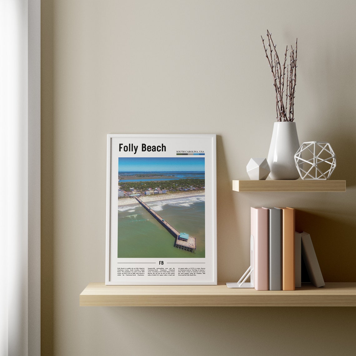 Folly Beach Print Folly Beach Poster Folly Beach Wall Art Oil Painting Poster City Print City Artwork Travel Artwork Travel Wall Art - Image 3