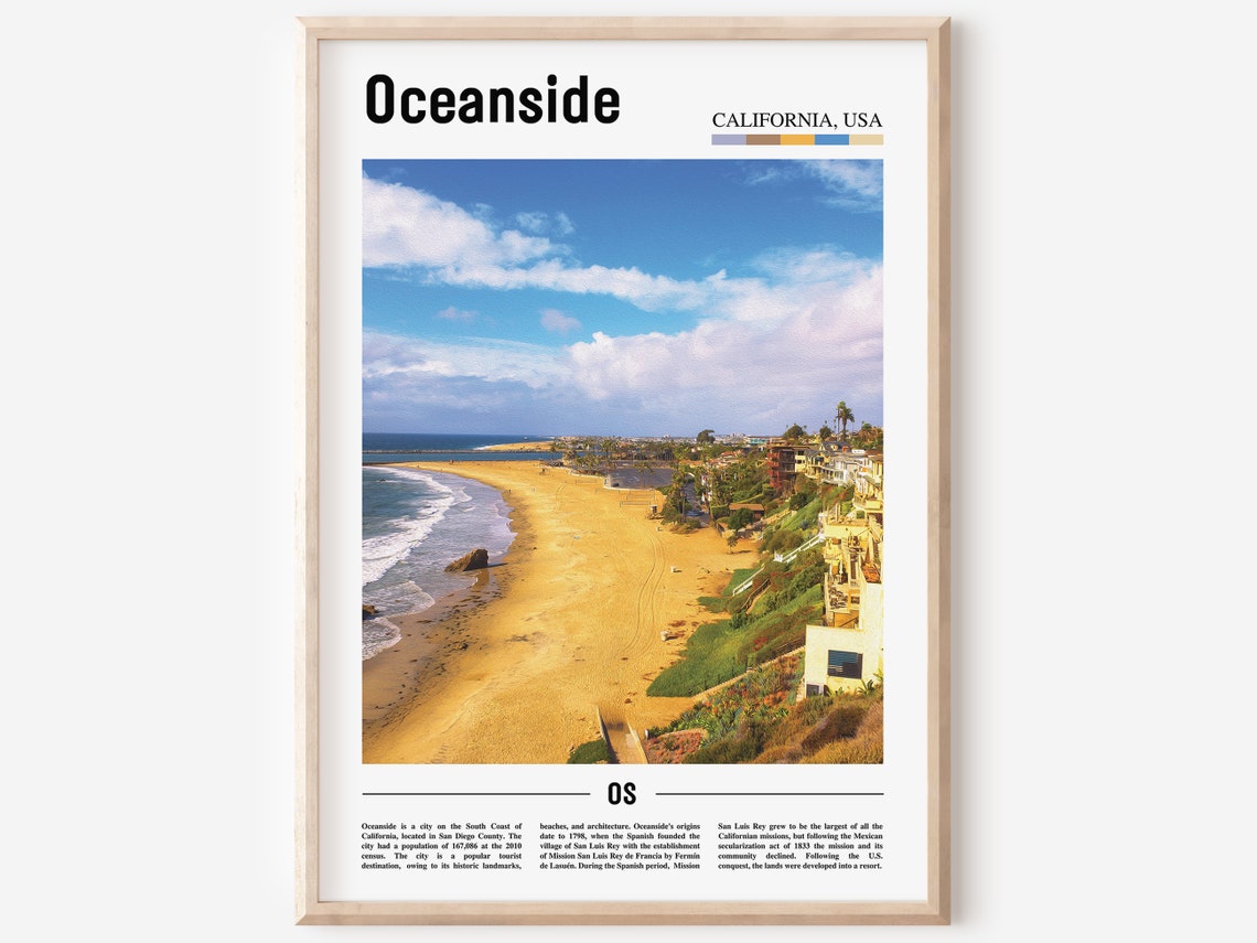 Oceanside Print Oceanside Poster Oceanside Wall Art Oil Painting Poster Colorful City Print City Artwork Travel Artwork Travel Wall Art