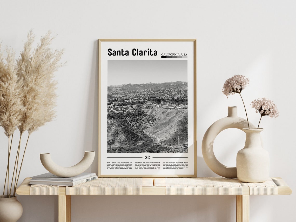Santa Clarita Poster Black And White Santa Clarita Print Black And White Santa Clarita Wall Art Minimal Travel Print Travel Poster - Image 6