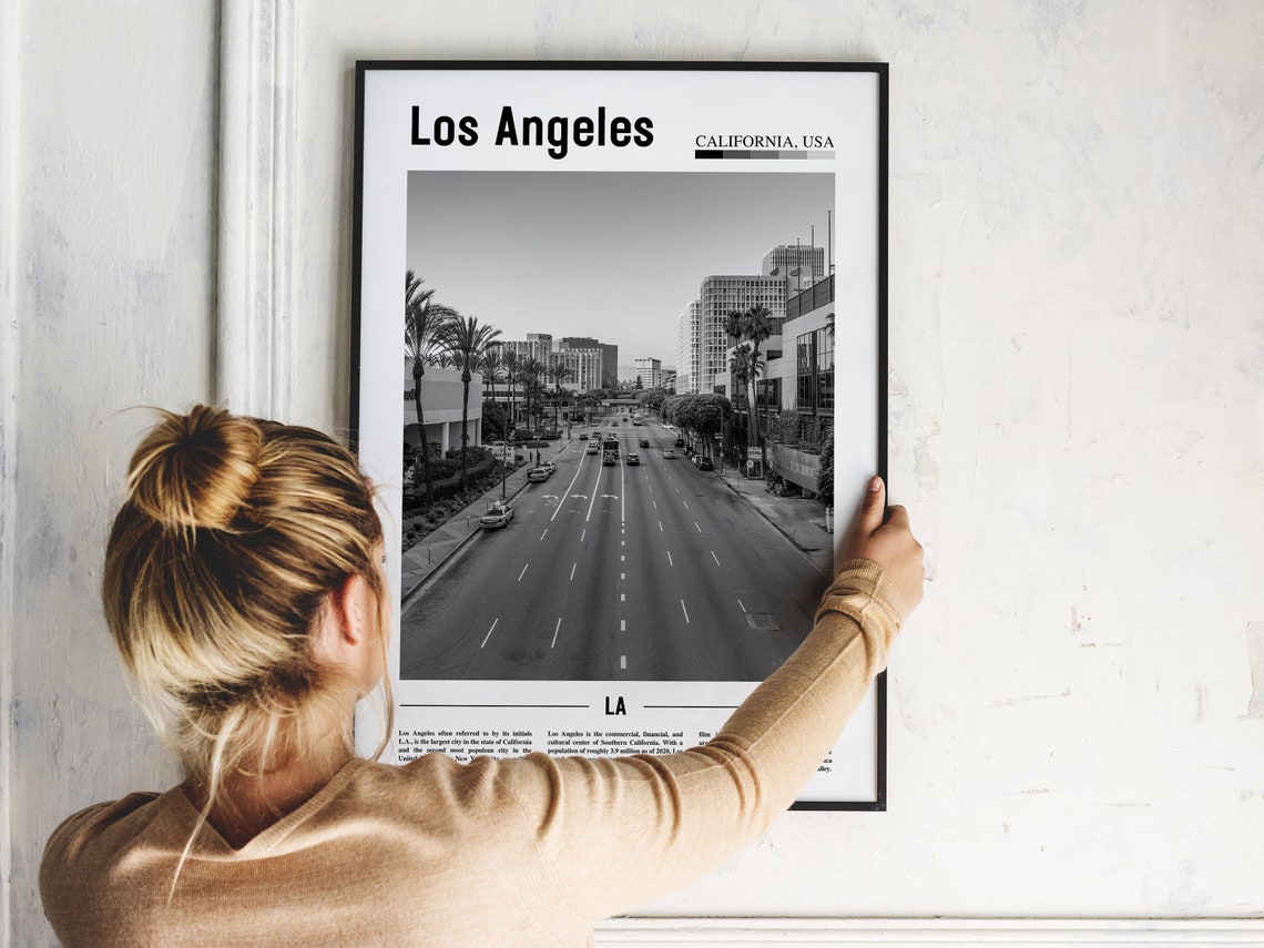 Los Angeles Poster Black And White Los Angeles Print Black And White Los Angeles Wall Art Minimal Travel Print Travel Poster - Image 5