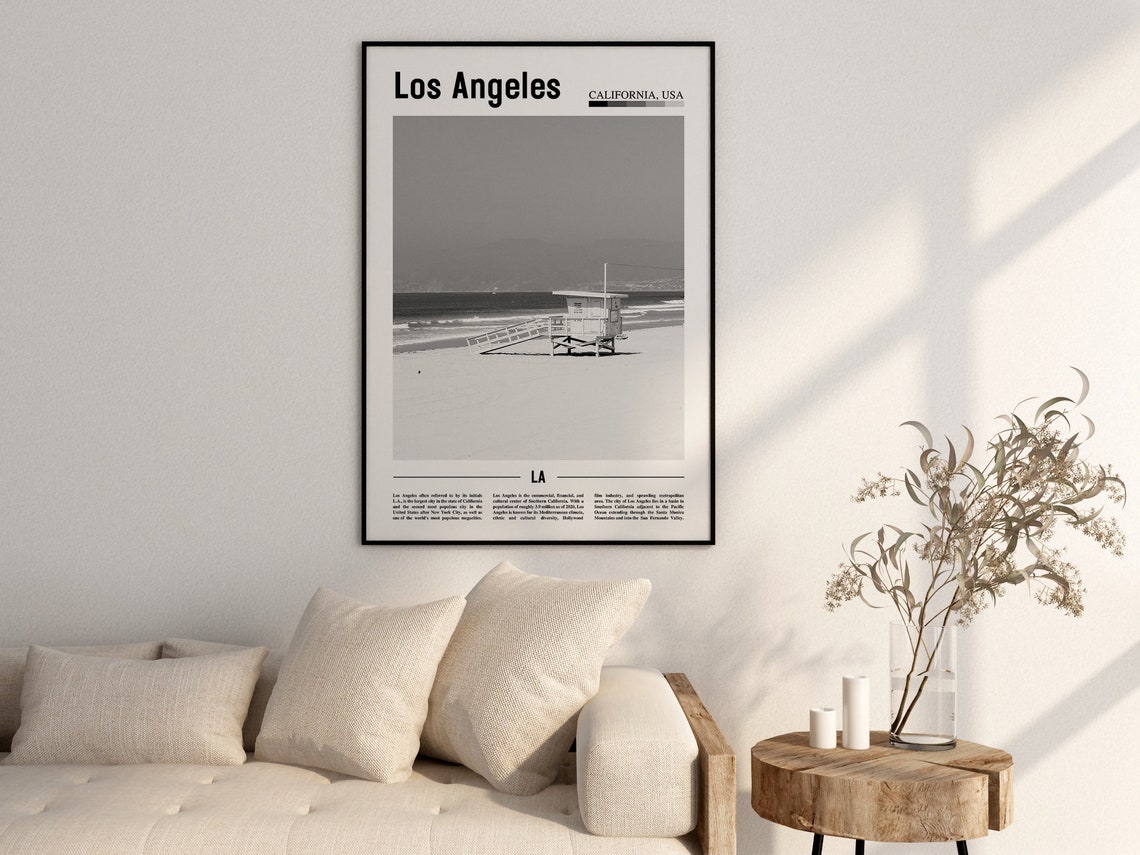 Los Angeles Poster Black And White Los Angeles Print Black And White Los Angeles Wall Art Minimal Travel Print Travel Poster - Image 2