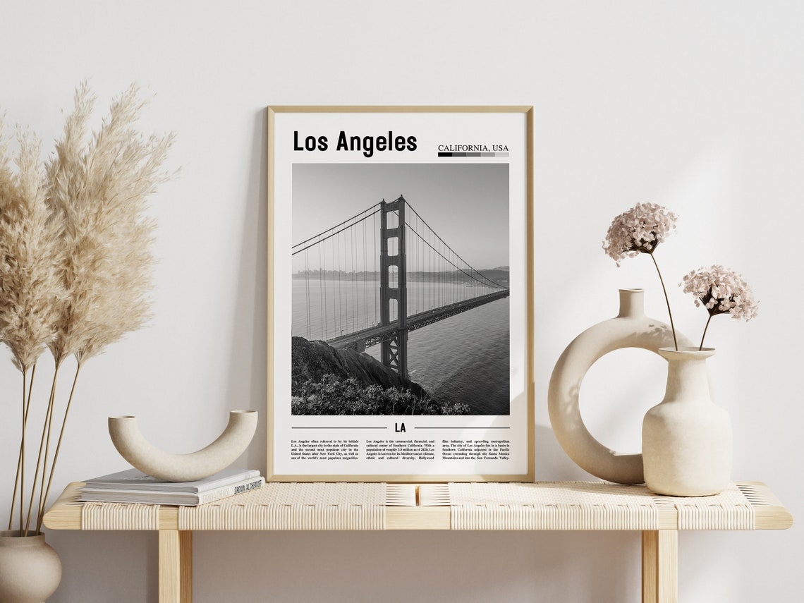 Los Angeles Poster Black And White Los Angeles Print Black And White Los Angeles Wall Art Minimal Travel Print Travel Poster - Image 6