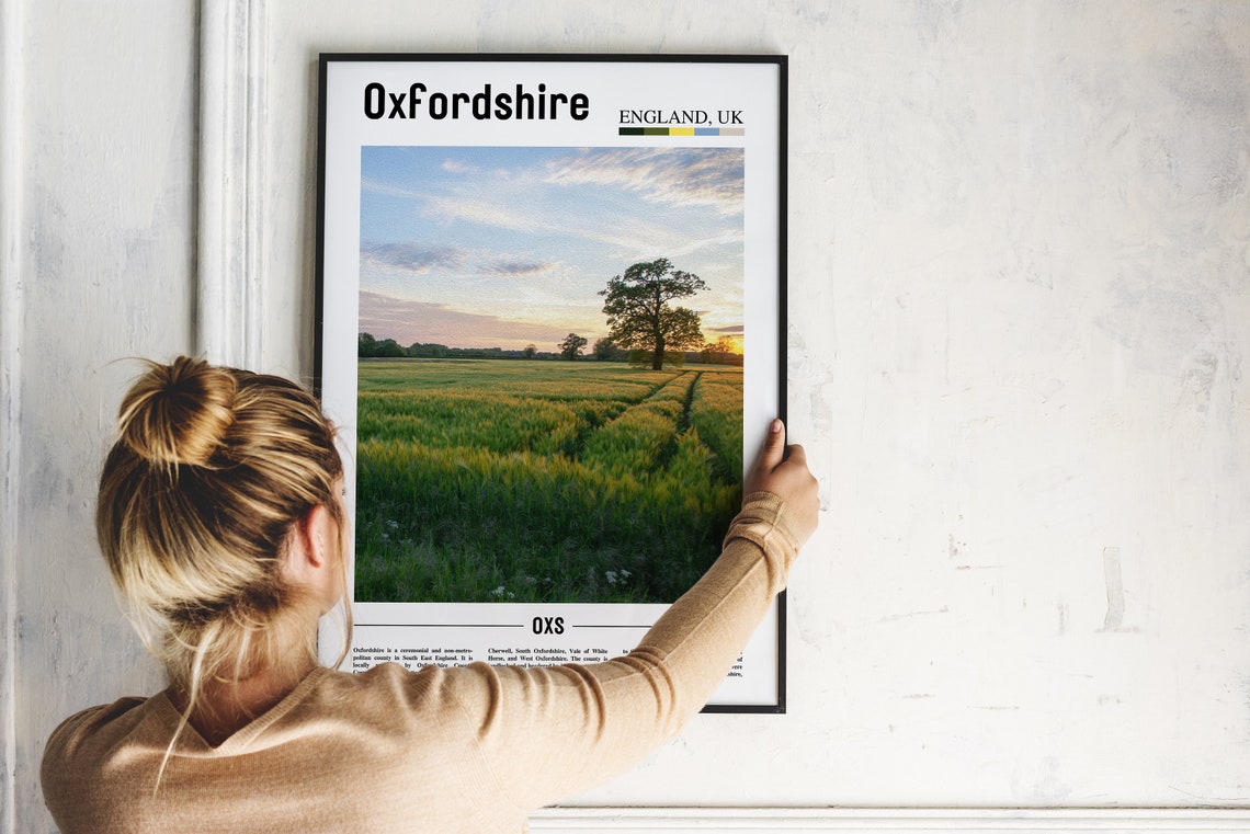 Oxfordshire Print Oxfordshire Poster Oxfordshire Wall Art Minimal Travel Print Minimal City Poster Travel Destination Oil Painting Poster - Image 4