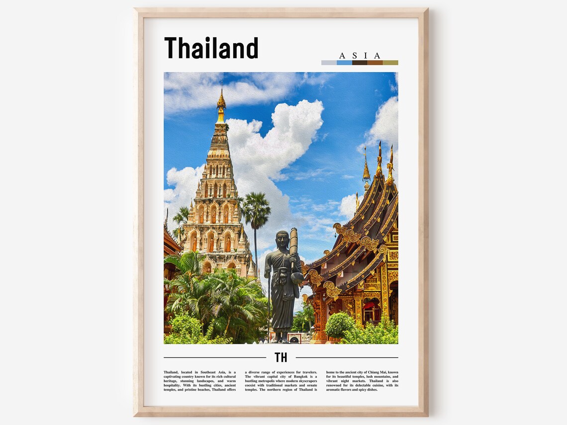 Thailand Minimal Travel Poster, Asia Photo