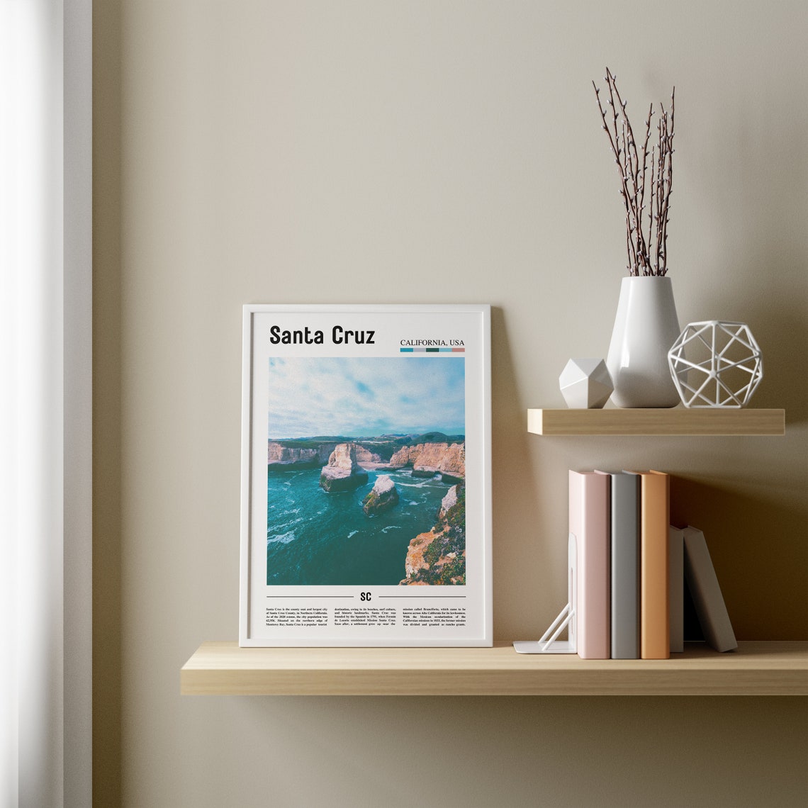 Santa Cruz Print Santa Cruz Poster Santa Cruz Wall Art Oil Painting Poster Colorful City Print City Artwork Travel Artwork Travel Art - Image 3
