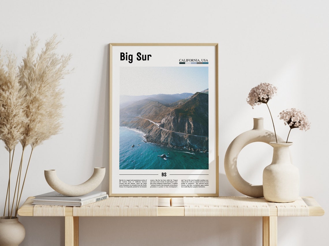 Big Sur Poster Big Sur Print Big Sur Wall Art Minimal Travel Print Minimal City Poster Travel Destination Oil Painting Poster - Image 5
